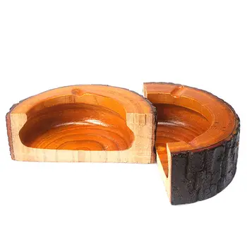 

1PC Camphor Wood Retro Nostalgic Ashtray Solid Wood Ash Tray Round Original Wooden Cigarette Ashtray Outdoors Indoors