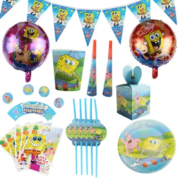 

Cartoon Spongebob Patrick Star Party Decorations Birthday Party Supplies Set Banner Tablecloth Disposable Tissue Baby Shower