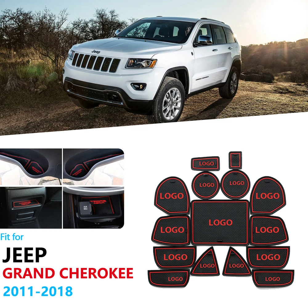 Противоскользящая резиновая ворота Слот Кубок мат для Jeep Grand Cherokee MK2 2011 2012 2013 Салонные подложки наклейки