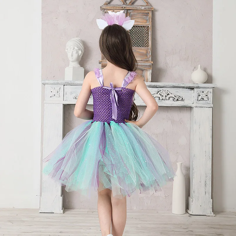 Mermaid Teal and Pearls Sparkly Tutu Dress for Girls Birthday Party Pageant Princess Dresses Kids Starfish Halloween Costume (6)