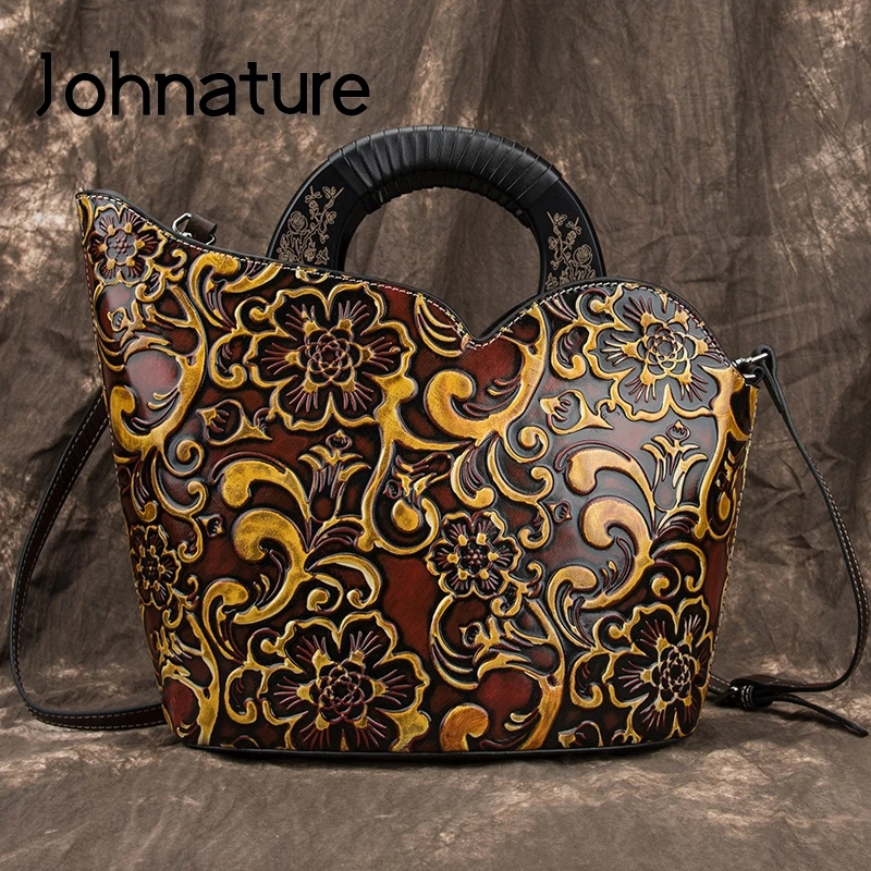 Роскошные дамские сумочки Johnature в стиле ретро Дизайнерские повседневные тоуты из