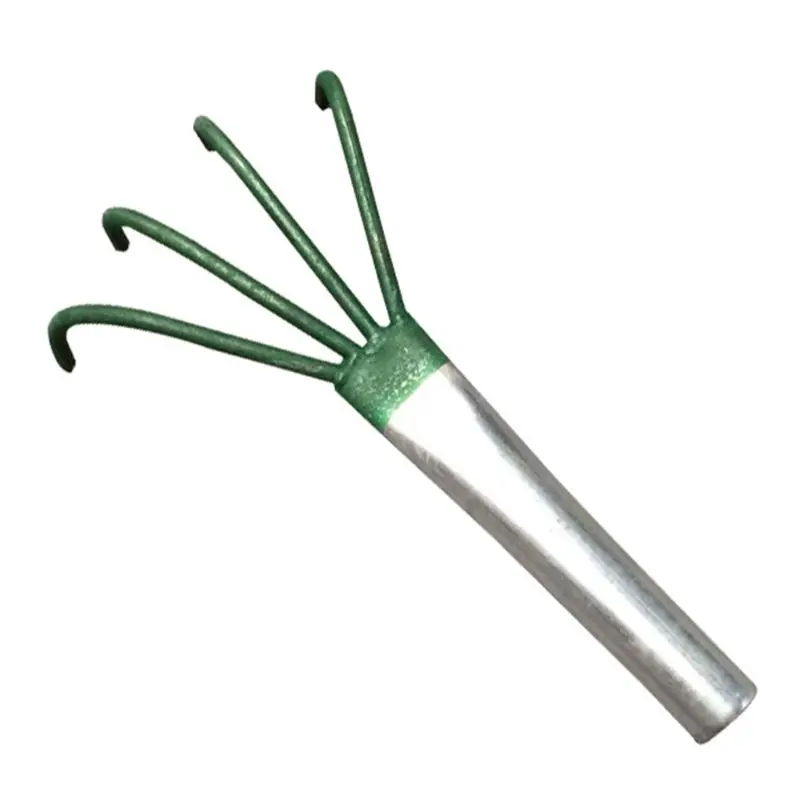 Сельскохозяйственная углеродистая сталь четырехзубый зубцы грабли маленькая ручка арахиса газон лист Пинцет садовые инструменты 72XF