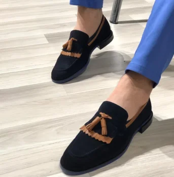 

Men's Shoes Fashionable Tassel Suede Leather Shoes Handmade Casual Formal Stylish Autumn Loafers Shoes Zapatos De Hombre 4M894