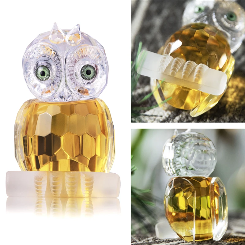 H&D HYALINE & DORA Mini Blue Crystal Owl Figurine Collection Paperweight Table Centerpiece Ornament