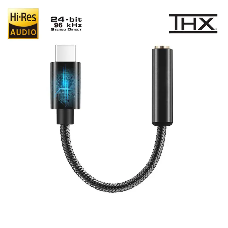 

HIFI DAC Headphone Amplifier Audio Adapter Type-C to 3.5mm Hi-res Super Earphones Converter Lossless Conexant chip