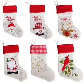 

Christmas Stocking Santa Claus Sock Gift Bag Kids Xmas Decoration Candy Bag Bauble Christmas Tree Ornaments Supplies