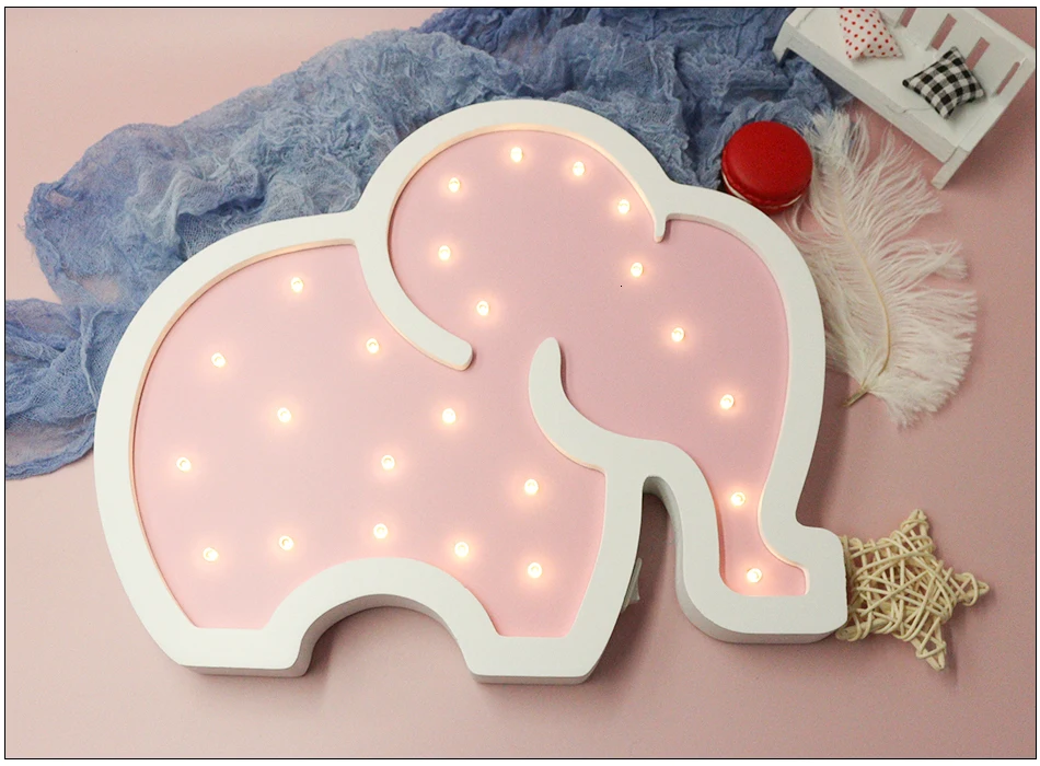 Hinnixy 3D деревянный слон ночной Светильник для детей, для спальни, настенный светильник для дома, в форме животного, Детская прикроватная лампа для сна