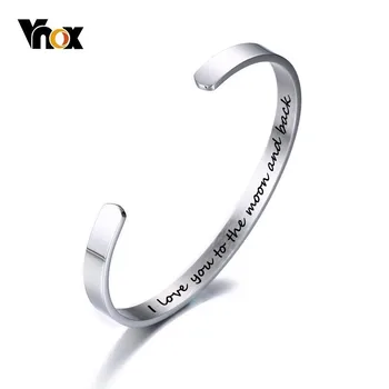 

Vnox I love you to the moon and back Cuff Bangles Bracelets for Women Men 6MM Stainless Steel Pulseira Lovers Friends Gift