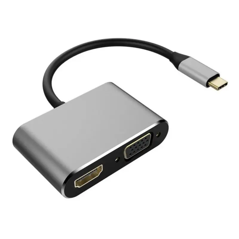 USB C To Hdmi Adapter Cable USB 3.1 Type-C To VGA HDMI 4K UHD Plug-and-play Converter Cord For Mac-OS Linux Win Aluminum Alloy - Цвет: P01