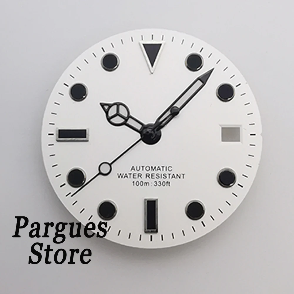 28.5Mm Sterile Black/White/Orange Watch Dial Hands Fit Nh35, Nh36, Eta 2836/2824 Miyota 8215 8205 Dg2813 St1612 Movement