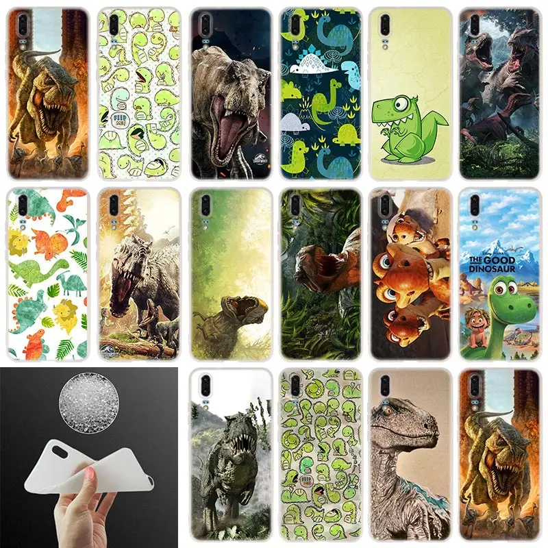 Soft Silicone Phone Case cartoon Dinosaur Open Mouth For Huawei P30 P20 P40 Pro P10 P9 P8 Plus Lite P samrt 2019 Cover | Мобильные
