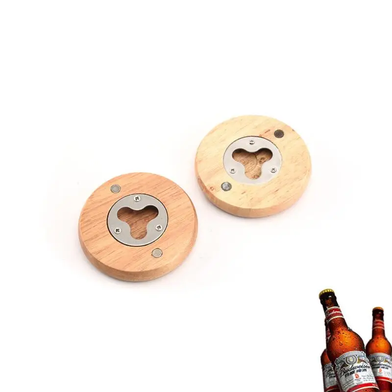 100 шт/Партия DIY деревянная круглая форма открывалка для бутылок Coaster холодильник магнит украшение открывалка для бутылок пива LX7785