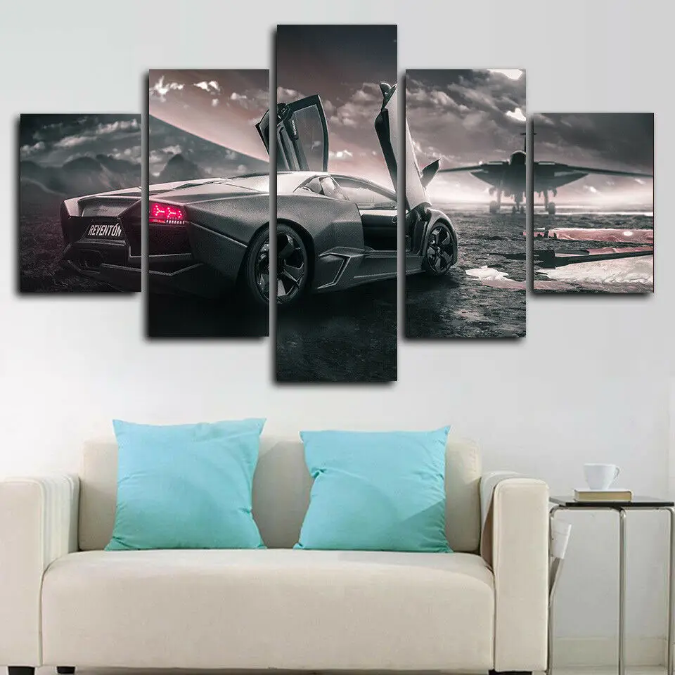 Lamborghini Huracan EVO Car Canvas Print Framed 5 Pcs Wall Art Poster Decor
