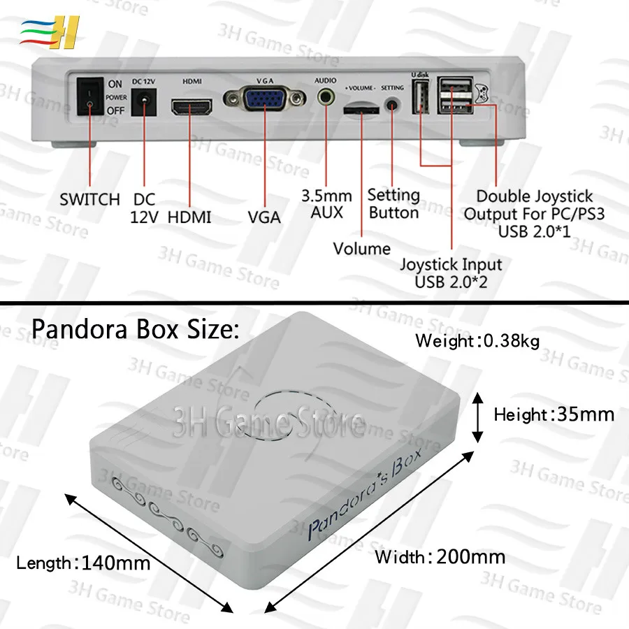Pandora Box 9D Wireless 4 Players Set 2500 in 1 have 3D game Wireless arcade stick controller and g