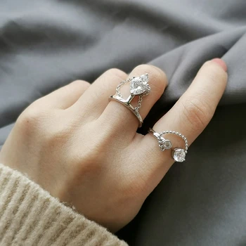 

Silvology 925 Sterling Silver Chain Heart Crown Rings Light Luxury Zircon Elegant Smile Rings for Women 2020 Friendship Jewelry