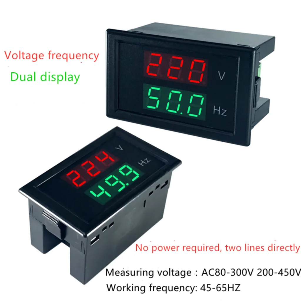 10PCS LED dual display voltage frequency meter voltmeter range AC 80-300V 45.0-65.0 Hz red green / panel monitor | Электронные