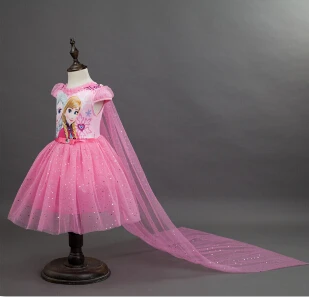 Платья для девочек летняя брендовая детская одежда для малышей платья принцесс Анны и Эльзы костюм героев мультфильма «Холодное сердце» для маскарада карнавала одежда для детей для вечеринки новогодняя одежда - Цвет: 2pcs pink