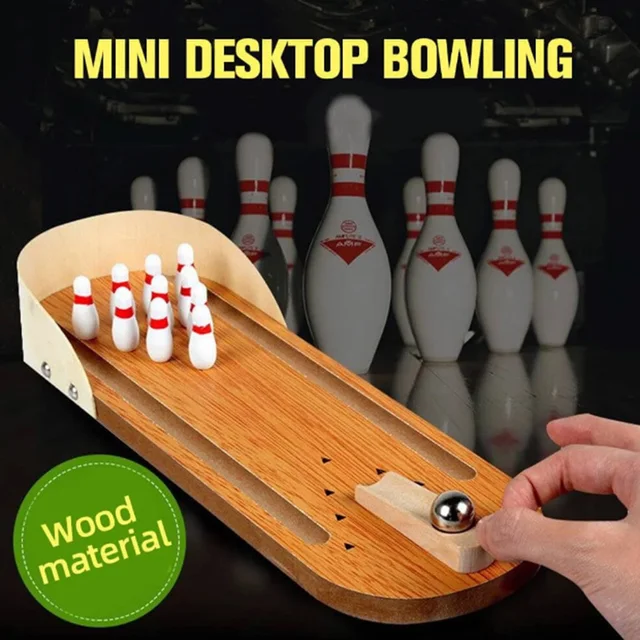 US $10.40 Mini Desktop Bowling Game Set Wooden Kids Children Ball Board Game Toy NSV775