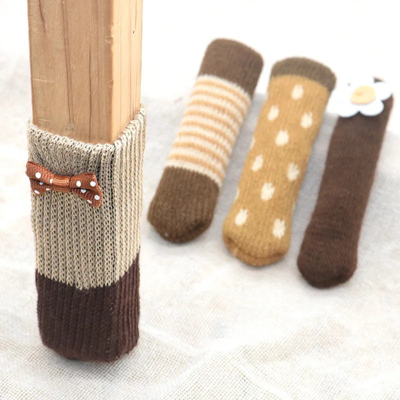 Новинка 16 шт. двухслойные носки для стула вязаные эластичные мебели носочки