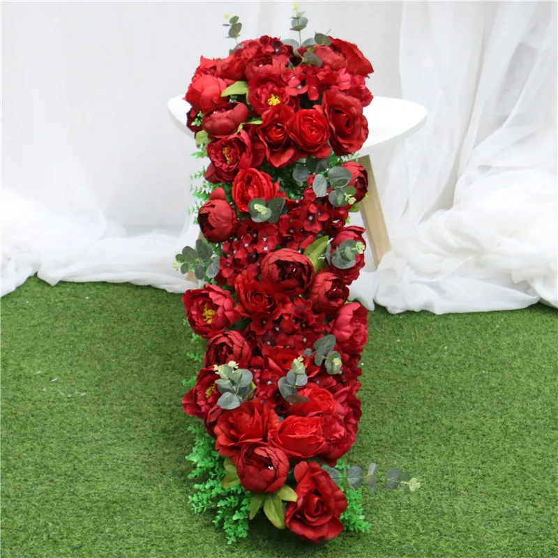 CHUXIN домашний искусственный ряд цветов свадебное украшение арки Tail Home отель Рождество День празднование романтическое украшение - Цвет: Red