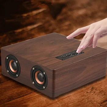 

New Arrivals Wooden Portable Subwoofer Wireless Bluetooth Loudspeaker Support TF Card AUX Handsfree Phone Call Speaker Player