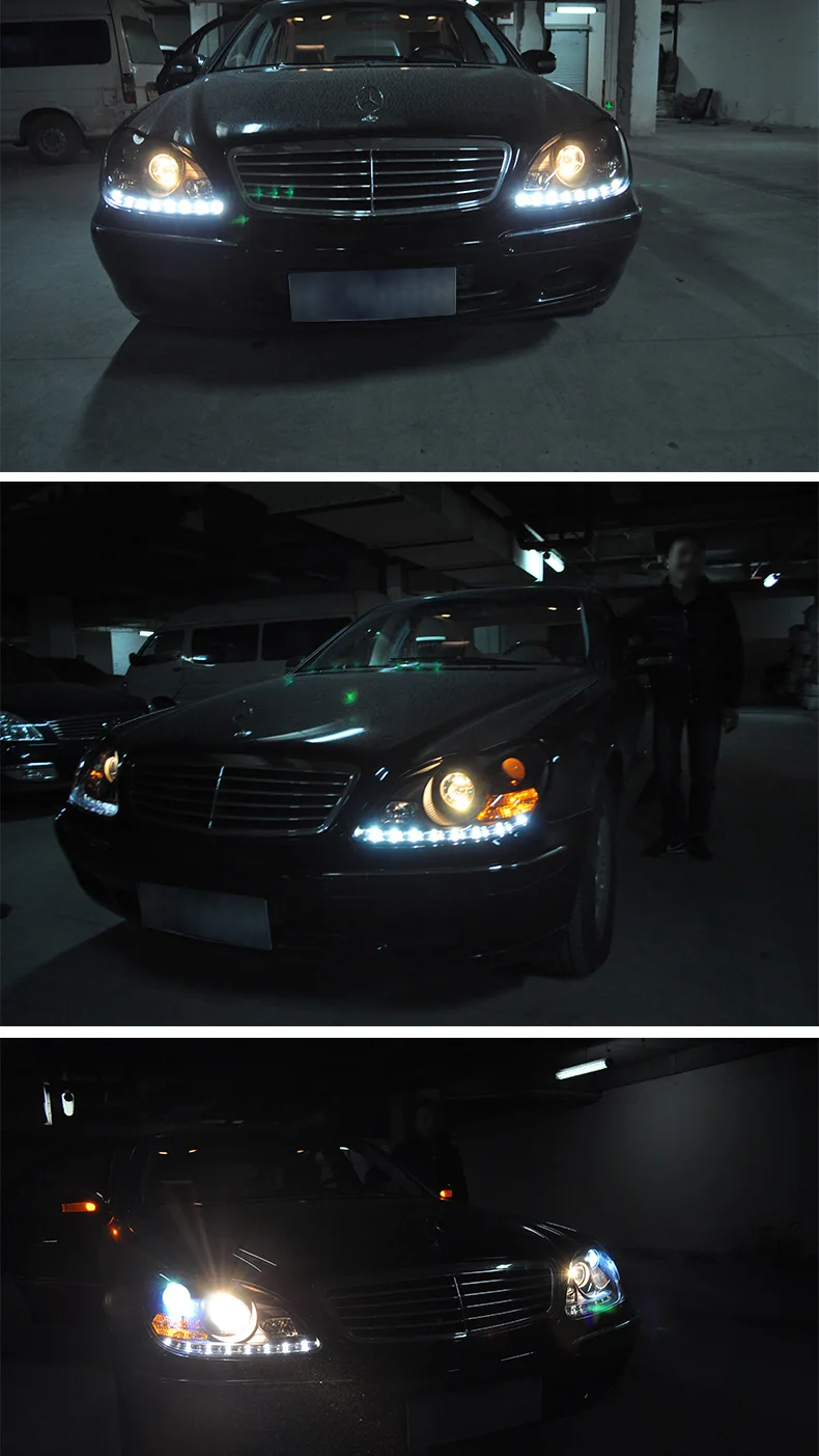 Автомобильный Стайлинг для Benz W220 1999-2005 S280 S320 S500 S600 светодиодный Ангельские глазки DRL Дневной светодиодный налобный фонарь Передний фонарь