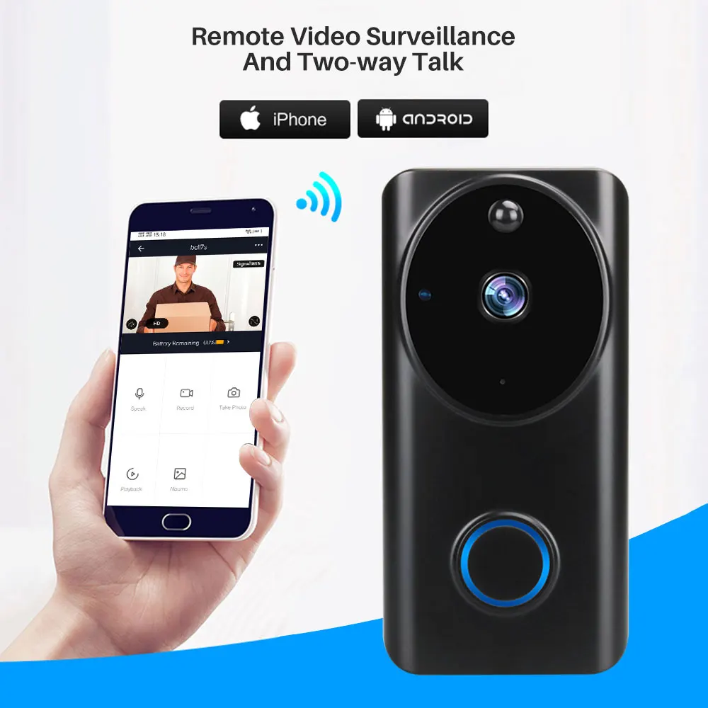 Tuya 1080P WiFi видео дверной звонок умный домофон управление через приложение