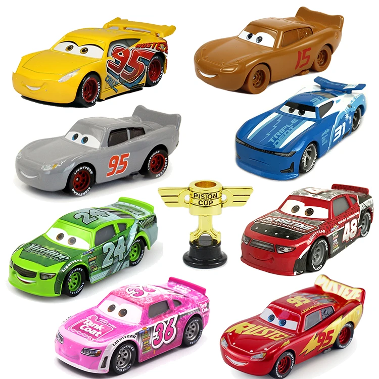 Disney Pixar-Vehículo de metal de Cars 2 y 3 para niños, juguete de Relámpago McQueen, Jackson Storm Ramírez, de aleación, regalo para Navidad, No. 95