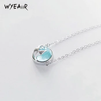 

WYEAIIR Creative Mermaid Sweet Fish Tail Temperament Personality Blue Ocean 925 Sterling Silver Clavicle Chain Female Necklace