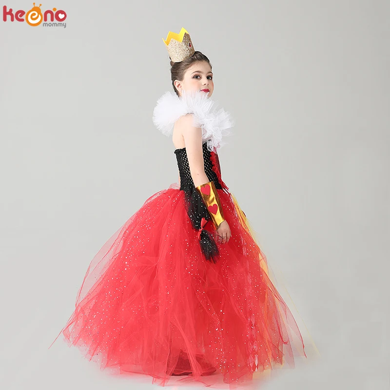 Vestido de tutú brillante de Reina Roja malvada para niñas, disfraz de lujo  del país de las Maravillas, corazón real, disfraz de fiesta de desfile para  niños, Halloween _ - AliExpress Mobile
