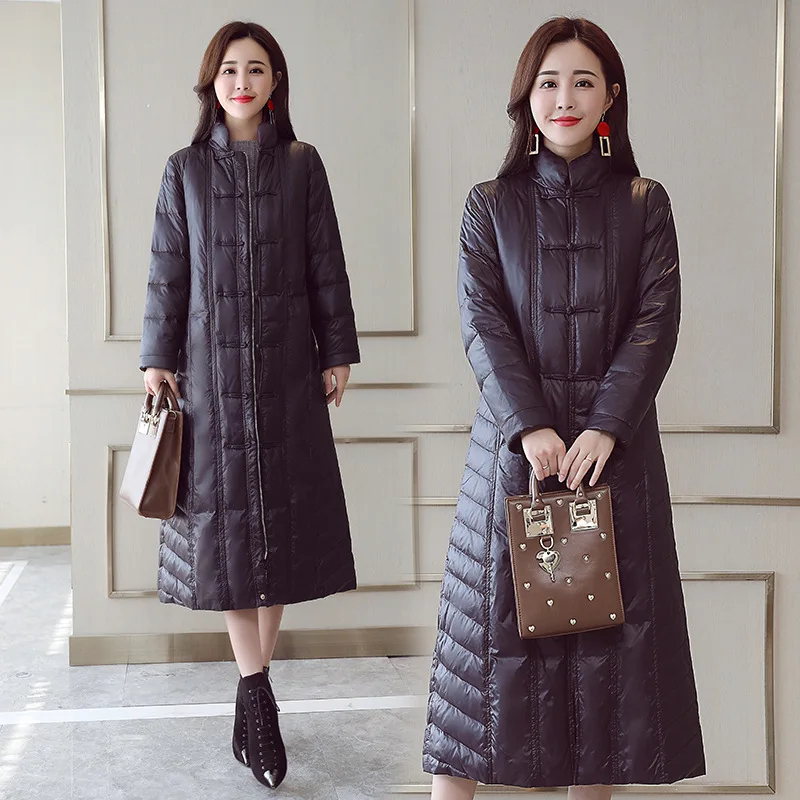 

Cotton-padded Clothes Women's Long 2018 Winter New Style Korean-style Stand Collar Embroidered Cotton Coat Thick Hf985