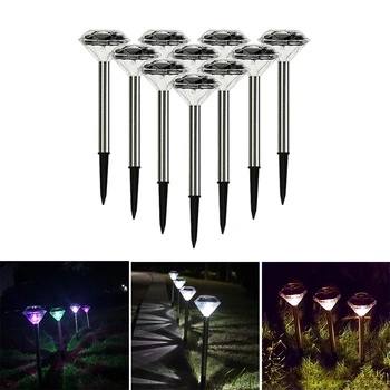 

12Pack Solar Lawn Light for Garden Decoration Stainless Steel Outdoor Solar Powered Diamond Stake LED Lights