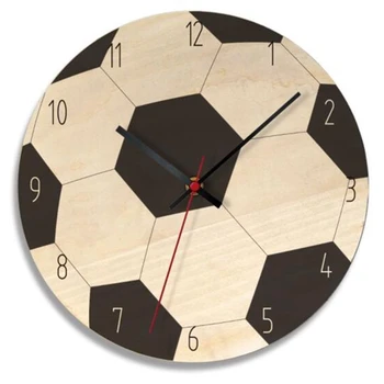 

Nordic Child Home Decorative Wall Clock Sport Style Wooden Wall Clock Living Room Bedroom Kids Room Clock Soccer