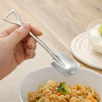 

Stainless Steel Shovel Shape Tea Coffee Sugar Spoon Ice Cream Dessert Spoon Teaspoon Kids Interesting Toys Bar Home Dinnerware