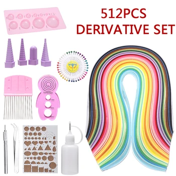 

512Pcs/Set Strips Quilling Paper Tool Set Mixed DIY Craft Kits Kid Toy Scrapbook Handmade Paper Card Crafts Decorating Tools