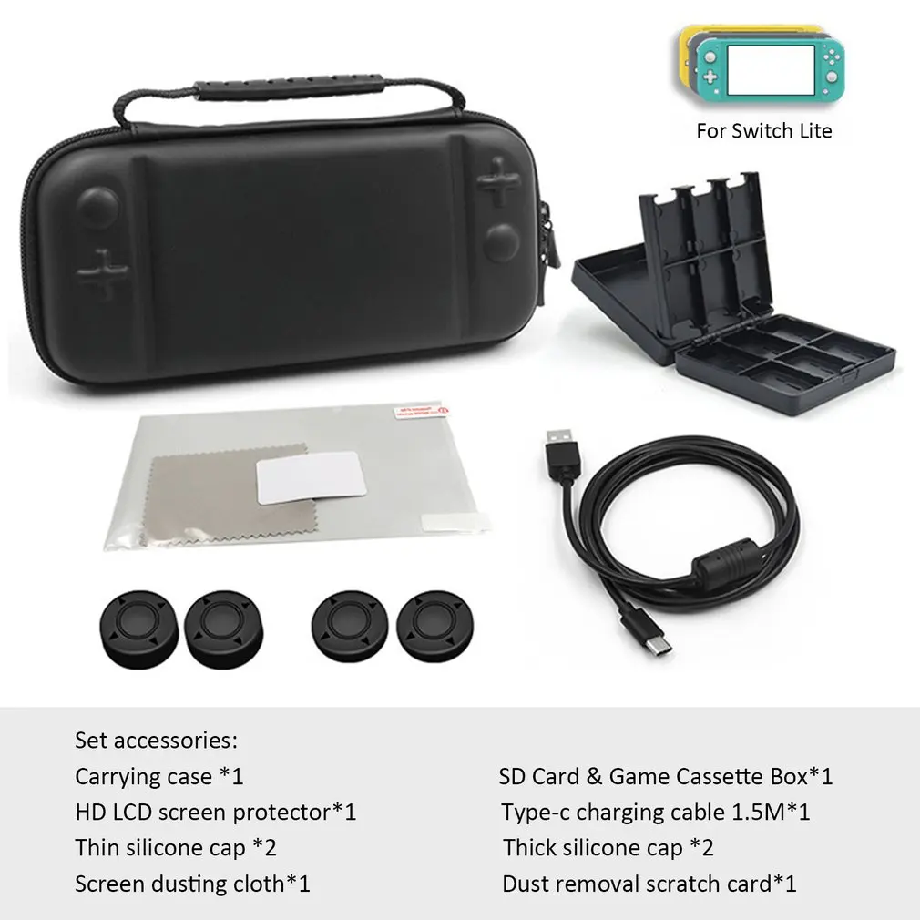 

For Switch Lite Mini Portable Durable Protective Storage Bag 10 In One Suit With Joystick Cap Mini Protective Case
