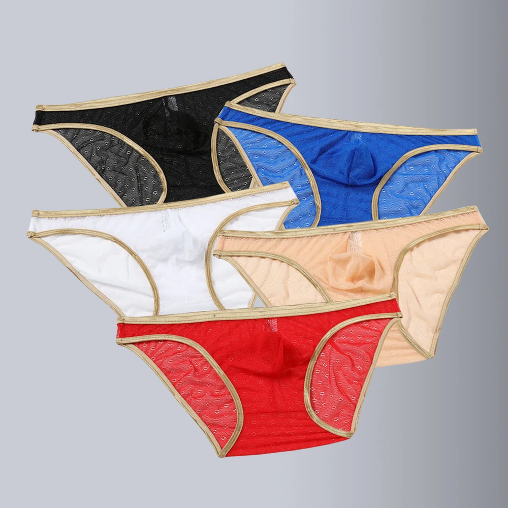 3 Pcs/lot Summer New Men Underwear Ultra-thin Sexy Briefs See Through Breathable Low-rise jockmail Soft Underpants