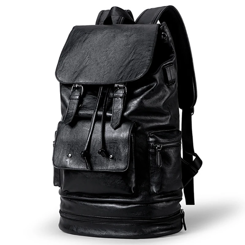 New Preppy Style Men Backpack High capacity Backpack Fashion PU Leather Casual Travel SchoolBag PU leather Back Bag 4