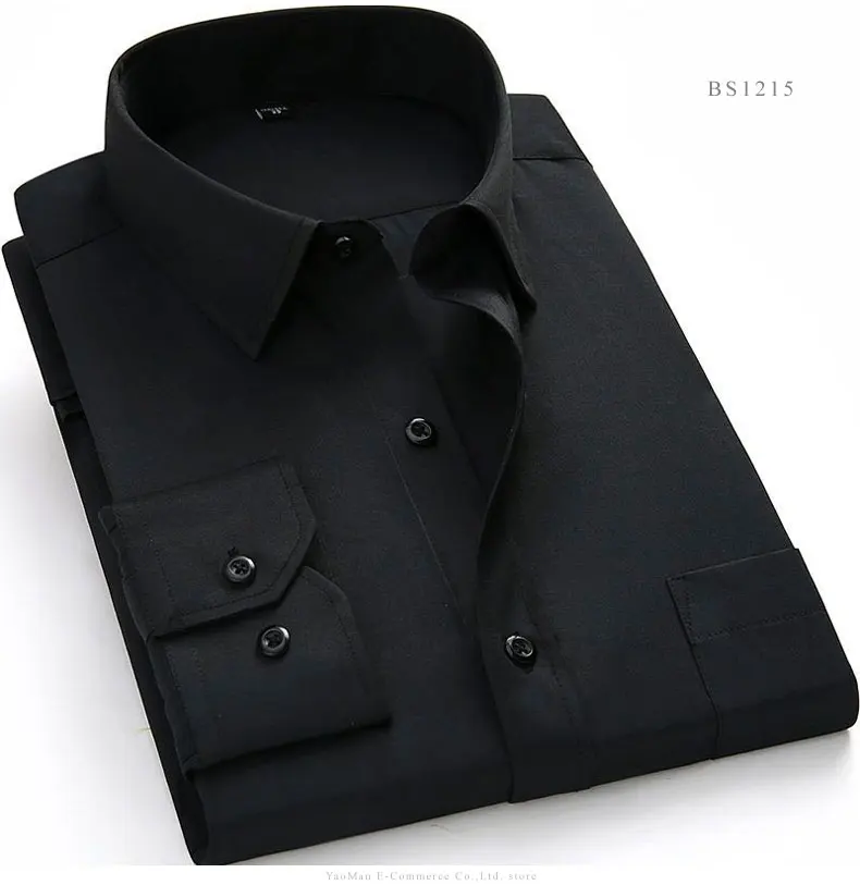 2022 New Mens Business Dress Shirt Long Sleeve Solid Collar Non-iron Regular Fit Office Smart Casual Shirt For Man Plus Size
