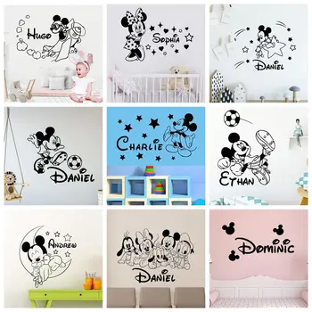 

Personalized Custom Name Mickey Mouse Wall Sticker Minnie Decor For kids Room Girls Room Decoration Vinyl wall decor decals