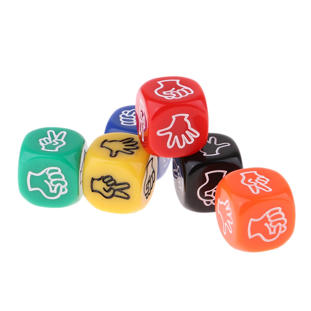 60 Pieces Stone Paper Scissors Dice Six Sided Multicolor Dice for Kids Games