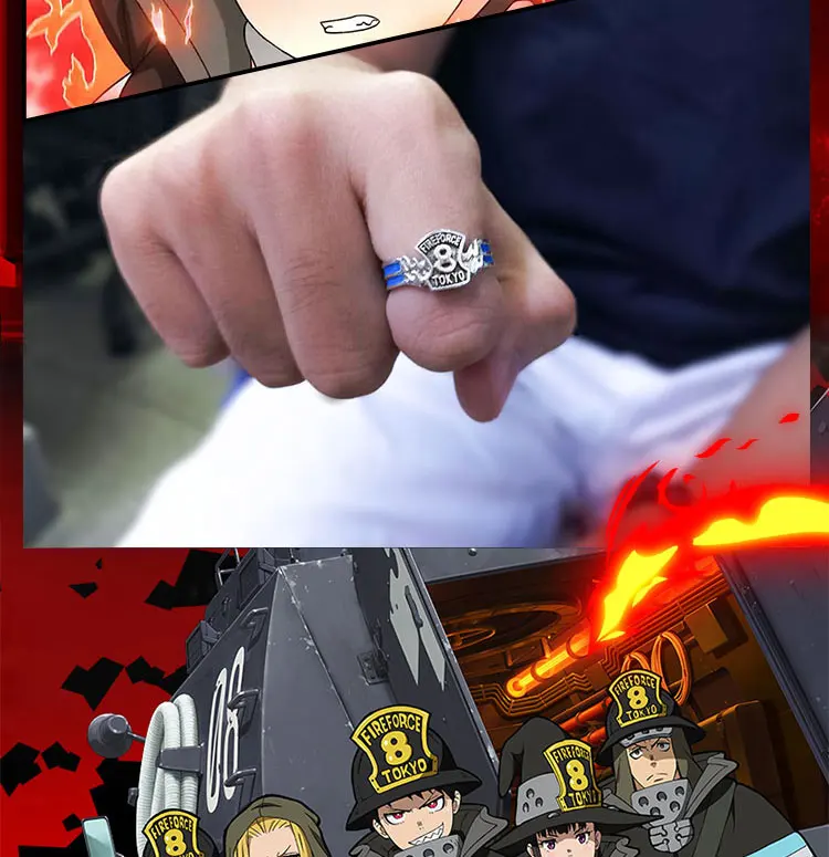 Аниме-кольцо Fire Force 925 пробы Серебряный палец косплей ювелирные изделия подарок аксессуары
