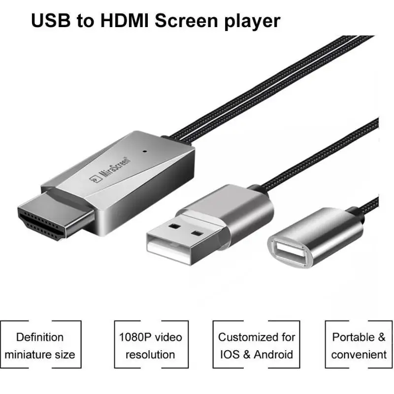 Mira экран USB к HDMI кабель 1080P HD tv Stick мобильный телефон к HDMI HD ТВ кабель адаптер для iOS Android HDMI экран плеер