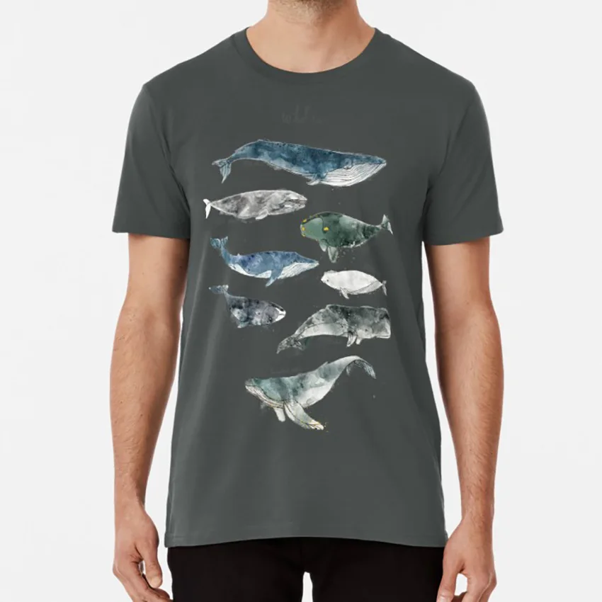 Киты футболка киты КИТ горбатый серый синий Белуга Животные Природа акварель