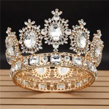 Vintage Hochzeit Krone Big Kristall Diademe und Kronen für Queen Braut Kopfschmuck Pageant Haar Schmuck Zubehör