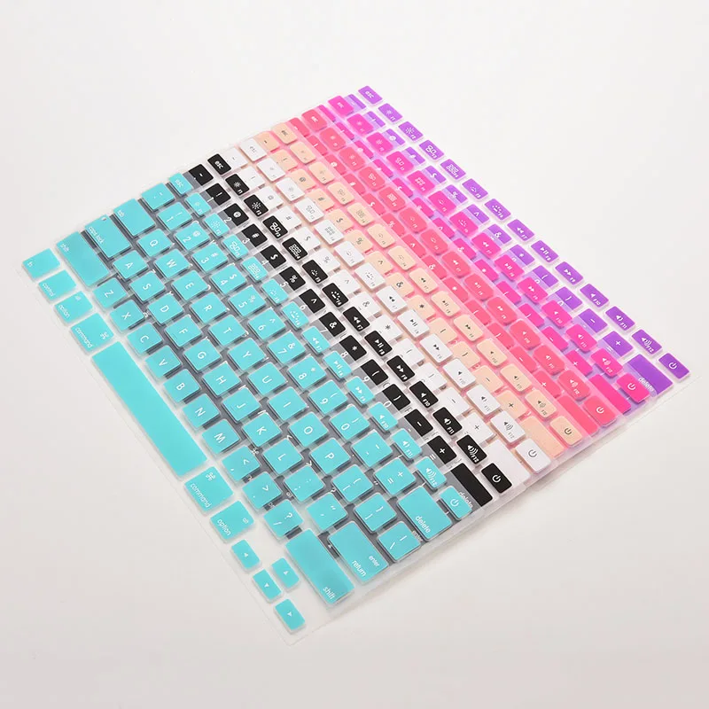7 Candy Colors Silicone Keyboard Cover Sticker For Macbook Air 13 Pro 13 15 17 Protector Sticker Film-4