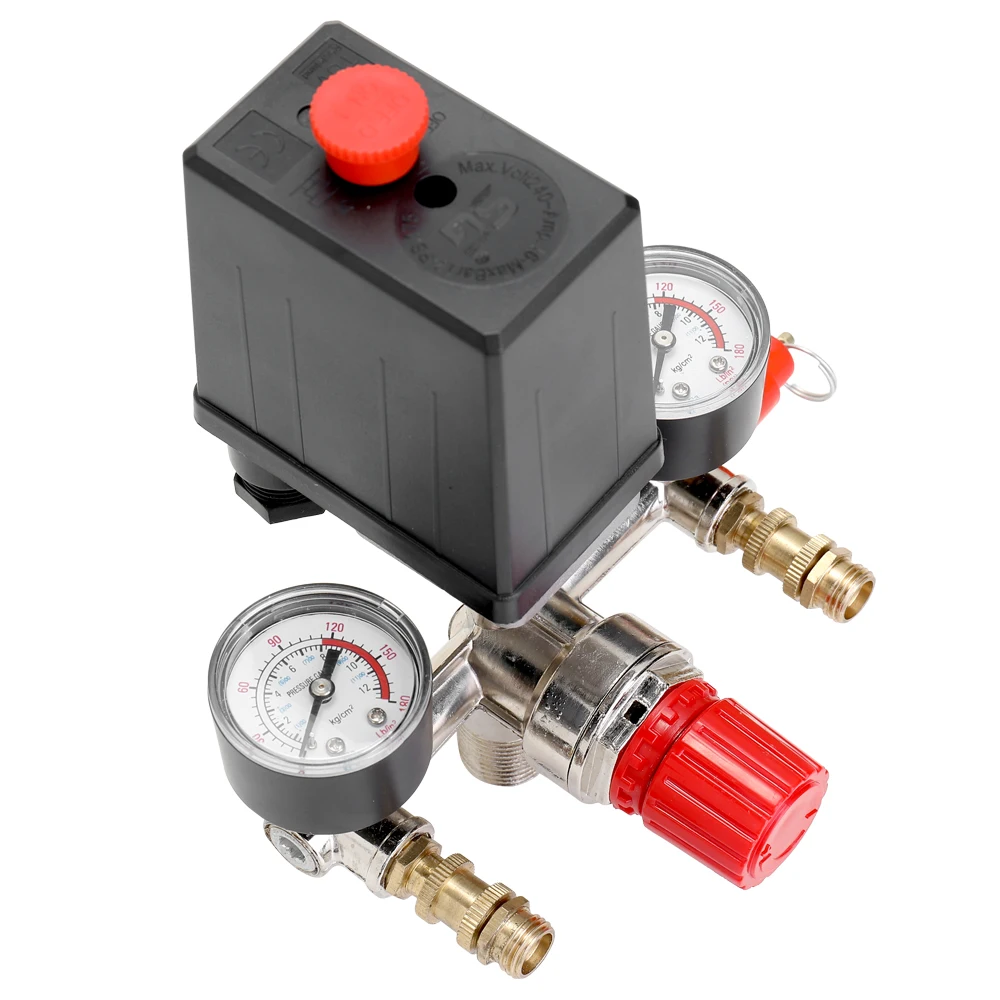 USA 125PSI Air Compressor Pressure Switch Control Valve Regulator & Gauges Set 