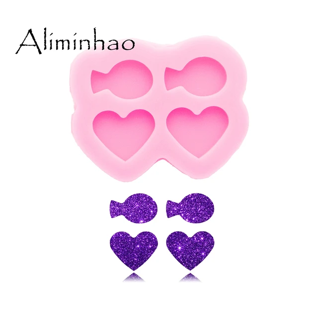 DY0890 Glossy Mini Star/Moon/Mouse/Crown/Heart/Circle Earrings Silicone Mold, Epoxy Resin DIY Craft Jewelry Tool 3