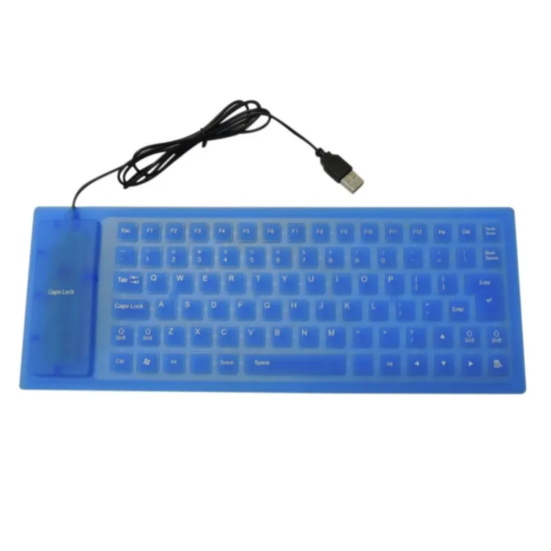 Портативная USB клавиатура русская версия Гибкая водостойкая Мягкая силиконовая мини игровая клавиатура для планшетного компьютера ноутбука ПК - Цвет: Синий