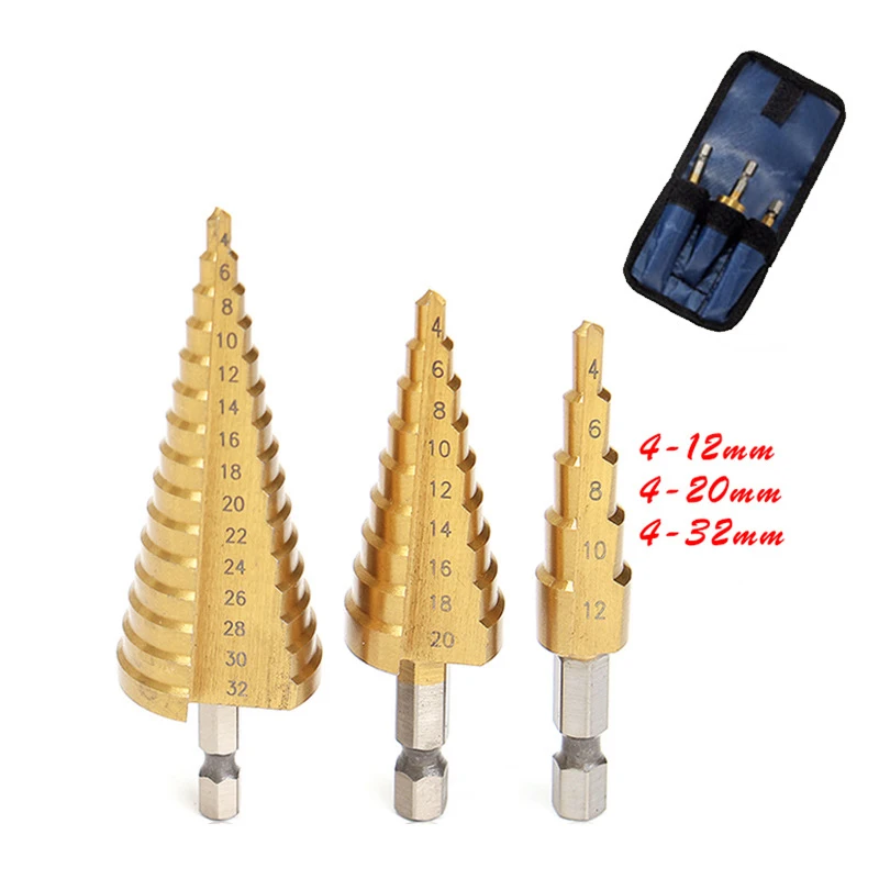3pcs Hexagon Handle Spiral Stepped Drill Pagoda Drill Bit Hole Multi-purpose Reamer Plate Iron Aluminum PlateDrilling drill set 3pcs Hexagon Handle Spiral Stepped Drill Pagoda Drill Bit Hole Multi-purpose Reamer Plate Iron Aluminum PlateDrilling drill set